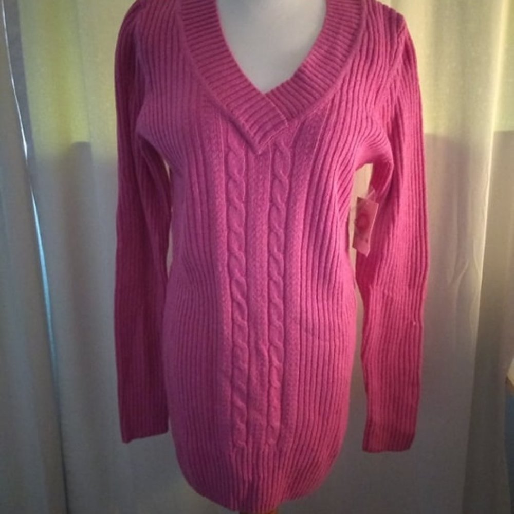 PRETTY PINK V NECK SWEATER XL